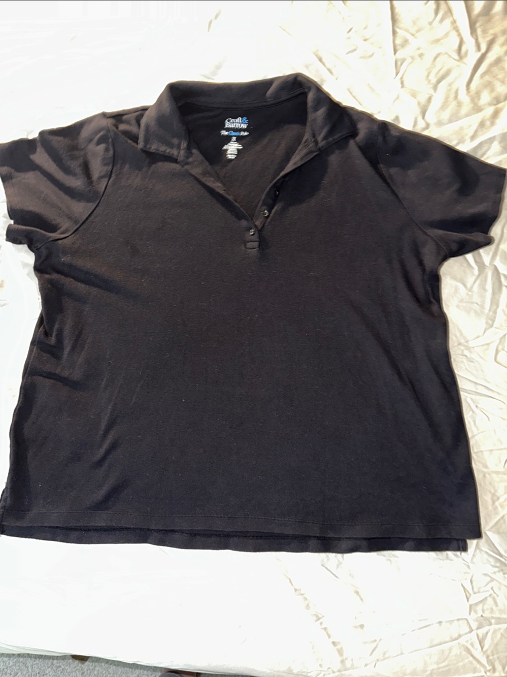 croft & barrow Black Short Sleeve Polo Top - Classic Collar